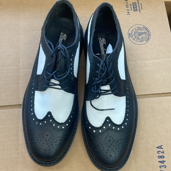Black and White Wingtip Leather Dress Shoes New